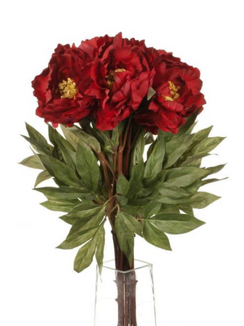 Image of Artificial 78cm Single Stem Red Peonies X 6