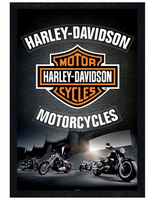 Image of Harley Davidson Black Wooden Framed Dream Rides! Poster