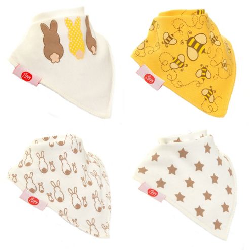 Image of Zippy Boxed Gift Set Of 4 Fun Bandana Dribble Bibs - Stylish Cream