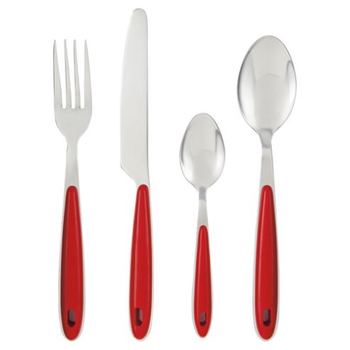 Image of Tesco Red Hanging Cutlery Set, 16 Piece