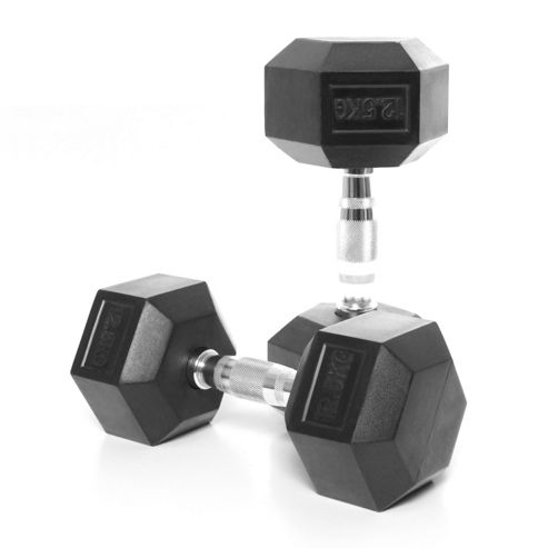 Image of Body Power 12.5kg Rubber Hex Dumbbells (x2)