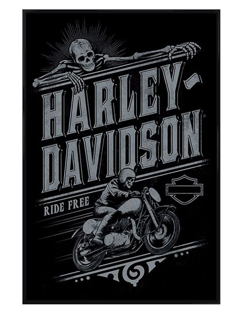 Image of Gloss Black Framed Harley Davidson Ride Free Poster