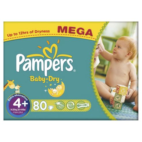 Image of Pampers Baby Dry Size 4+ Mega Pack - 80 Nappies