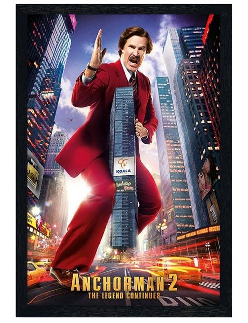 Image of Black Wooden Framed Anchorman 2 Ron Burgundy Poster