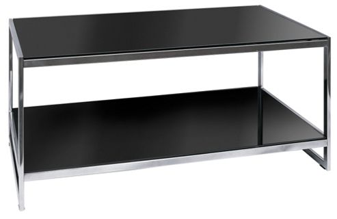 Image of Premier Housewares Two Tier Coffee Table With Black Tempered Glass Top