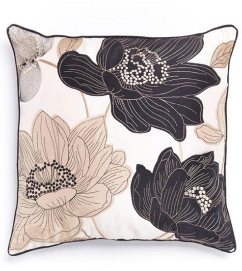 Image of Catherine Lansfield Hannah Cushion Cover - Black