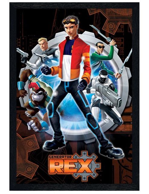 Image of Generator Rex Black Wooden Framed Rex, The White Knight, Boho Haha And The Team Poster