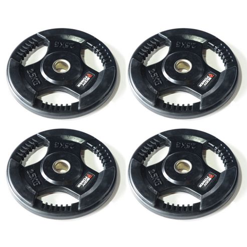 Image of Body Power Rubber Enc Tri Grip Standard Weight Disc Plates - 2.5kg (x4)