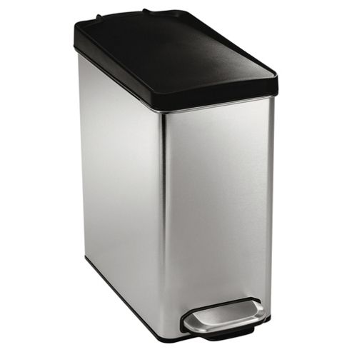 Image of Simplehuman 10 Litre Compact Profile Pedal Bin, Brushed Finish