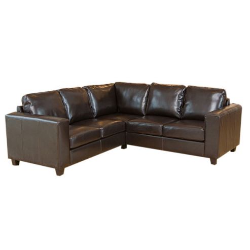 Image of Global Furniture Direct Contemporary Bonded Leather 5 Seater Corner Sofa - Ivory