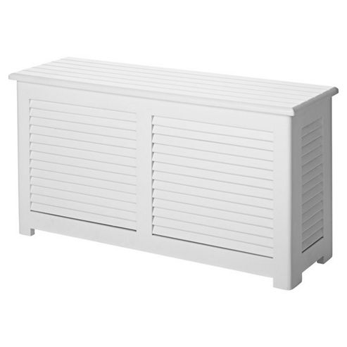 Image of Cinas A/s Home And Bath Wood Storage Bathroom Bench - Matt White