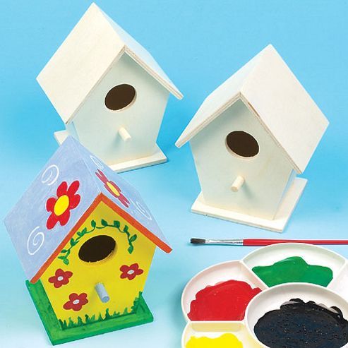 Image of Mini Wooden Craft Birdhouses (pack Of 4)