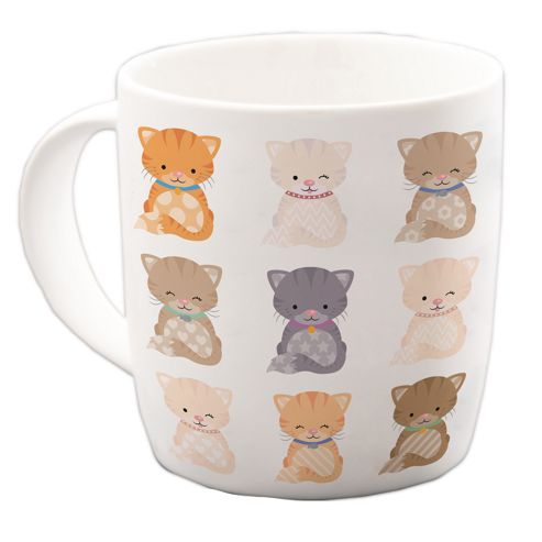 Image of Dotty Kittens Bone China Mug By Lauren Billingham