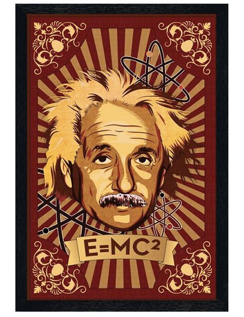 Image of Albert Einstein Mural Black Wooden Framed E = Mc Squared Poster