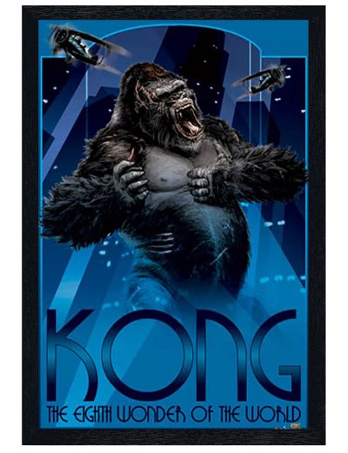 Image of King Kong Black Wooden Framed Eighth Wonder Of The World Poster