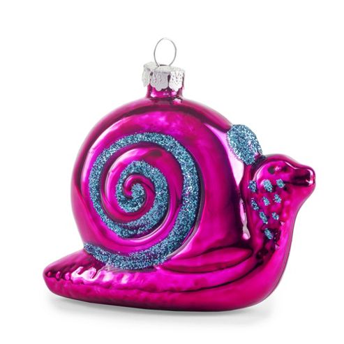 Image of Pair Of Purple Metallic Glass Snails Novelty Christmas Decoration Baubles