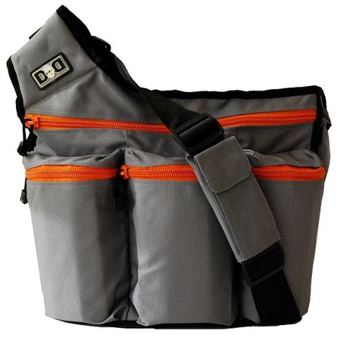 Image of Diaper Dude Original Messenger I Changing Bag Grey/orange