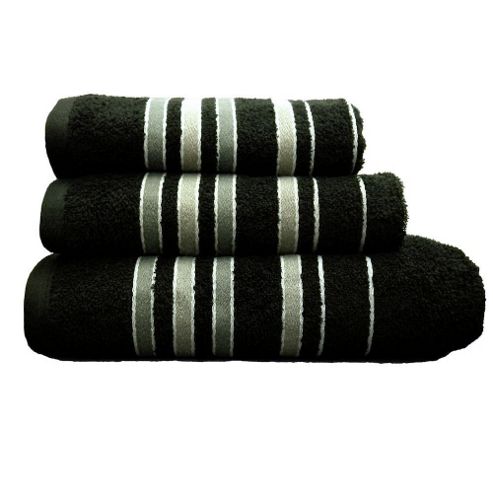Image of Catherine Lansfield Java Stripe Bath Sheet - Black