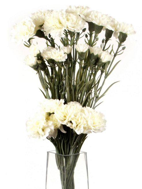 Image of Artificial 70cm Single Stem Multi Headed White Carnations X 12