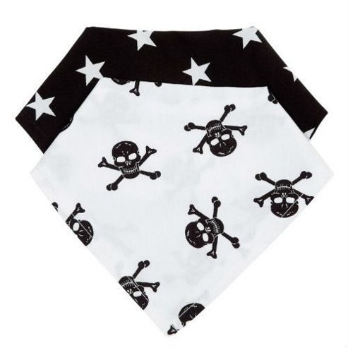 Image of Baroo Fashion Bibs Pack Of 2 (black Stars And Black Skulls)