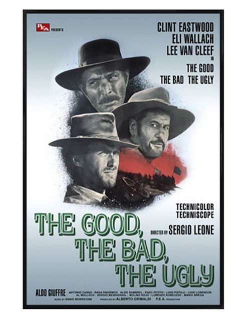 Image of Clint Eastwood Classic Film Movie Score Gloss Black Framed The Good, The Bad And The Ugly Poster