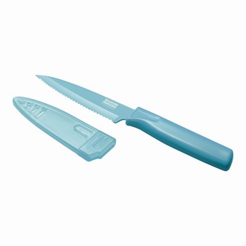 Image of Kuhn Rikon Colori 10cm Serrated Paring Knife - Aqua