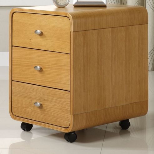 Image of Jual Curve 3 Drawer Filing Cabinet - Oak