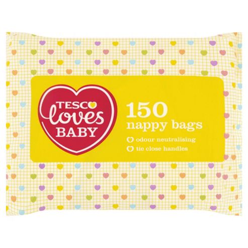 Image of Tesco Loves Baby Nappy Bags 150 Pack