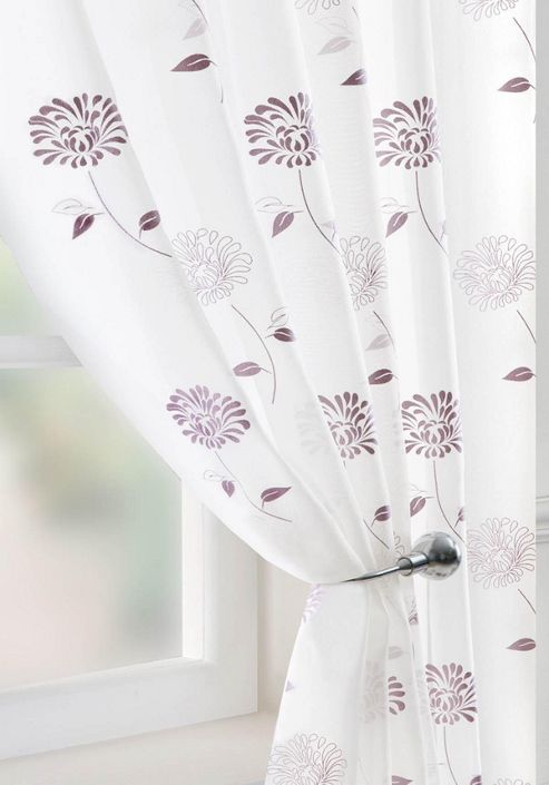 Image of Carnation Voile Curtain Panel - Purple