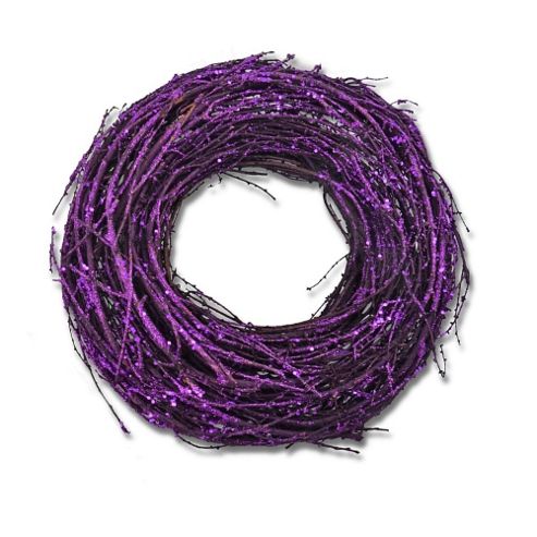 Image of Large Purple Glitter Finish Round Grapevine Wreath
