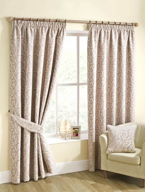 Image of Edison Ready Made Lined Curtains - Ivory
