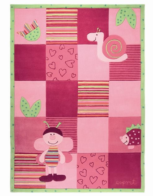 Image of Esprit Bee Pink / Green Kids Rug - 70cm X 140cm