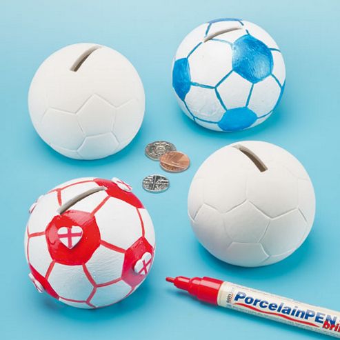 Image of Football Ceramic Coin Banks (box Of 4)