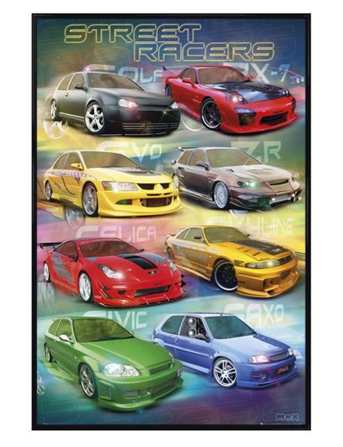 Image of Max Power Gloss Black Framed Street Racers Poster