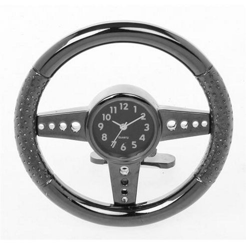 Image of Wheel - Metal Steering Wheel Clock Ornament - Grey