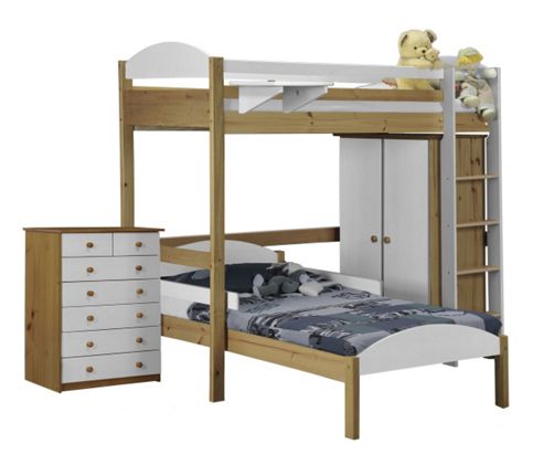 Image of Maximus L Shape High Sleeper Set 2 Antique With White Details