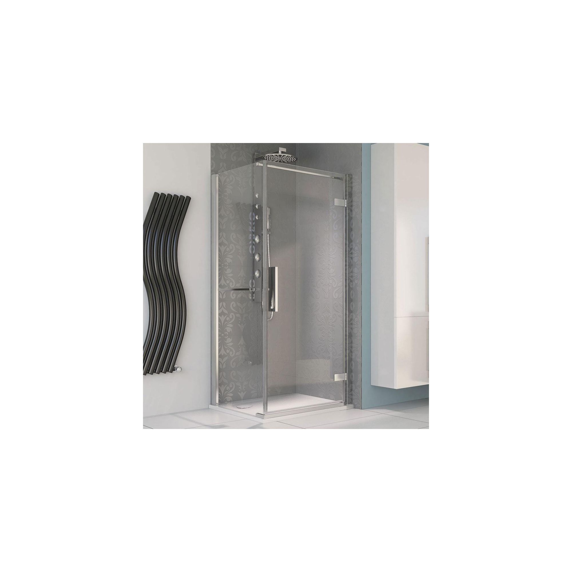 Aqualux AQUA8 Hinge Pivot Shower Door, 800mm Wide, Polished Silver Frame, 8mm Glass at Tesco Direct