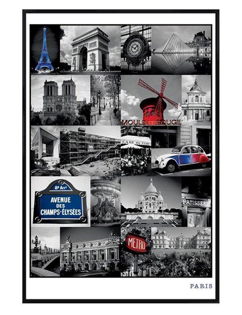 Image of Gloss Black Framed Parisian Collage Poster
