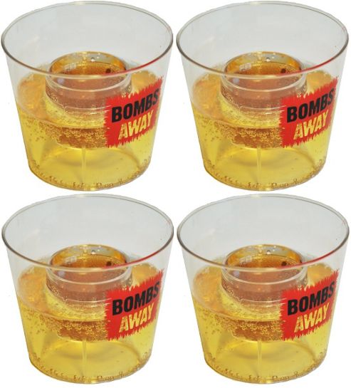 Image of Jager Bomb Drinking Shot Plastic Glasses - Colour Box Of 4 Reusable Plastic Cups