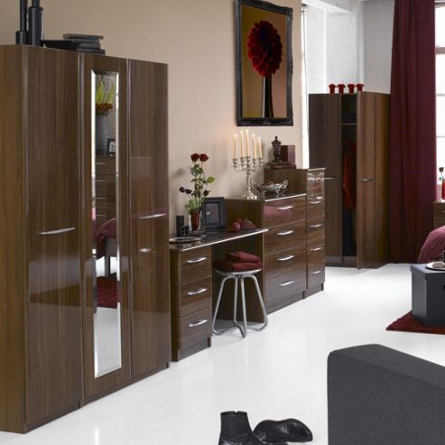 Image of Alto Furniture Visualise Murano Three Door Wardrobe In High Gloss Walnut
