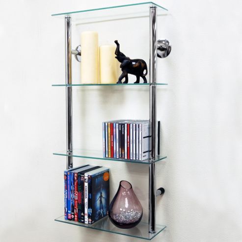 Image of Techstyle 4-tier Narrow Wall Shelf - Chrome / Clear