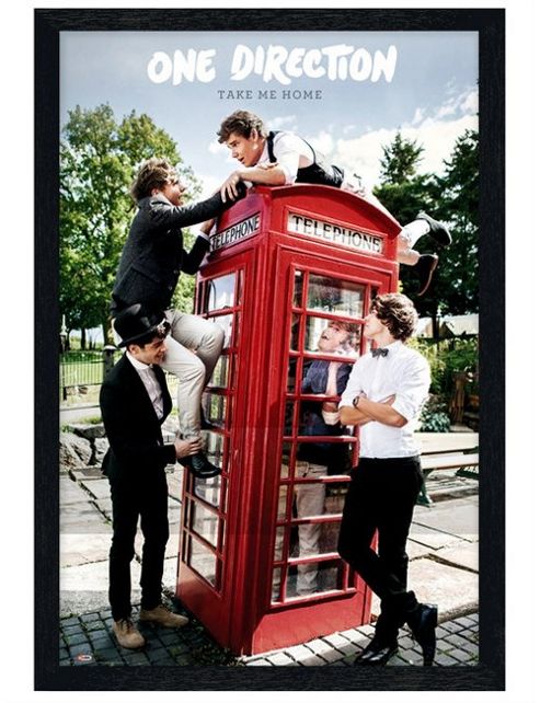 Image of One Direction Black Wooden Framed Take Me Home 1d Poster
