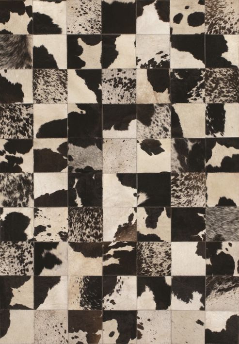 Image of Angelo Starless Black/white Skin Rug - 240cm X 170cm (7 Ft 10.5 In X 5 Ft 7 In)