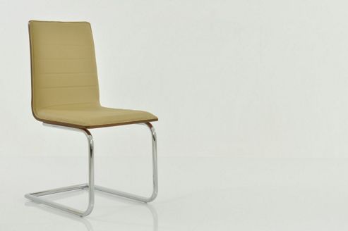 Image of Baltimore Beige Faux Leather And Wood Dining Chair