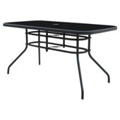 Seville Rectangular Glass/Steel Table - Charcoal