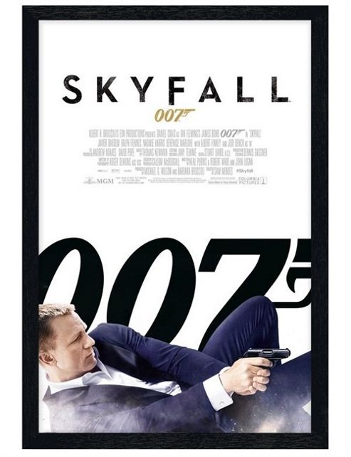 Image of Black Wooden Framed James Bond Skyfall Poster