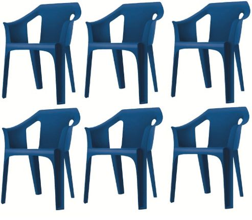Image of Resol "cool" Garden Outdoor / Indoor Designer Plastic Chairs - Blue - X6 Chairs