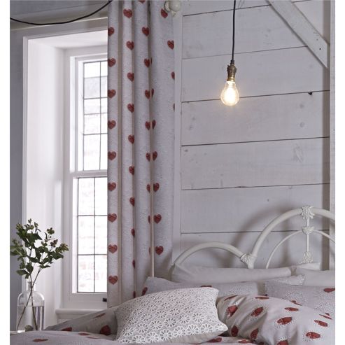 Image of Catherine Lansfield Home Cosy Corner Multi Coloured Doily Hearts Curtains