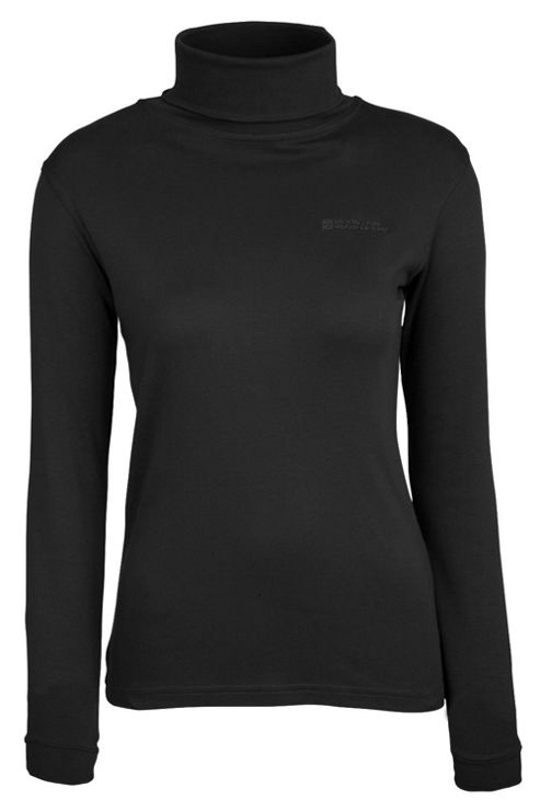 Image of Meribel Womens Cotton Roll Neck Top - Black
