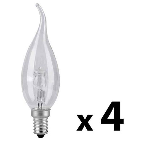 Image of Pack Of Four Minisun Ses E14 Energy Reducing 28w Bent Tip Clear Candle Bulbs Warm White